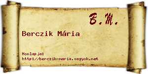 Berczik Mária névjegykártya